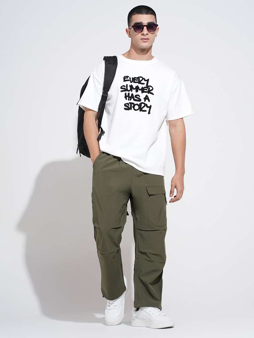 men solid mid rise relaxed fit parachute pants - 22038043 -  Standard Image - 1