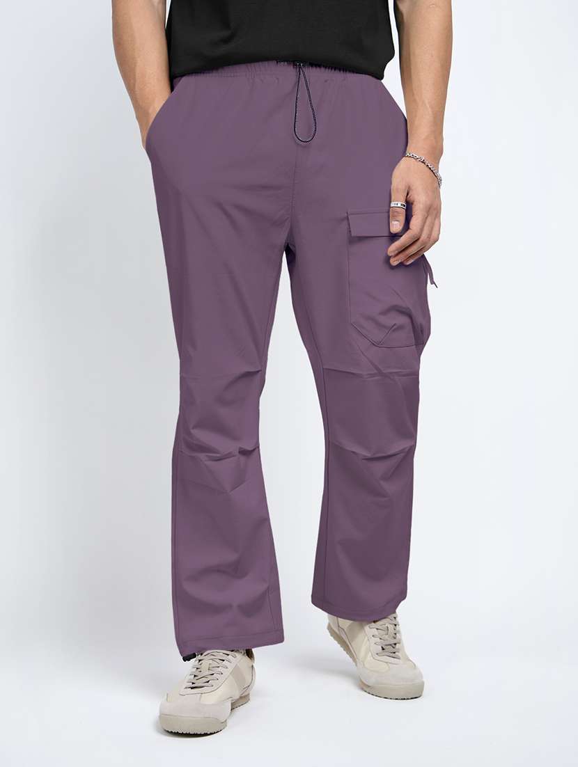 men solid mid rise relaxed fit parachute pants - 22038044 -  Standard Image - 1