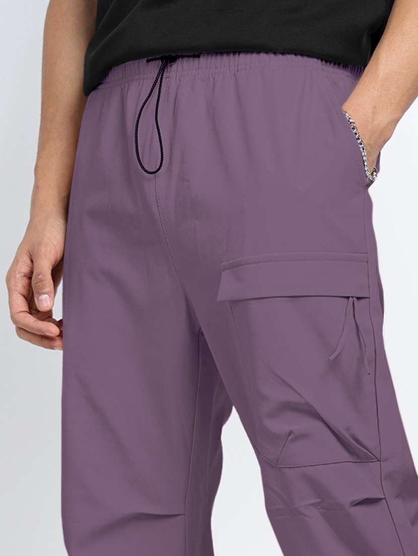 men solid mid rise relaxed fit parachute pants - 22038044 -  Standard Image - 4
