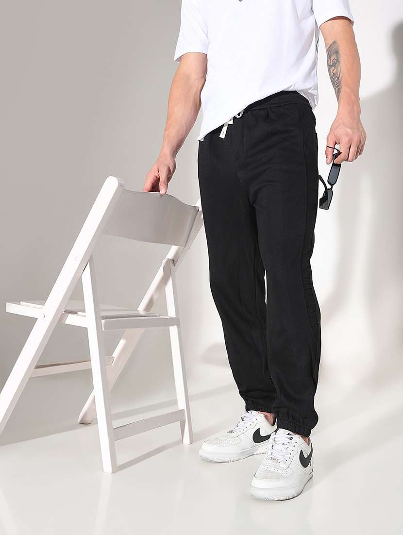 men solid mid rise relaxed fit track pant