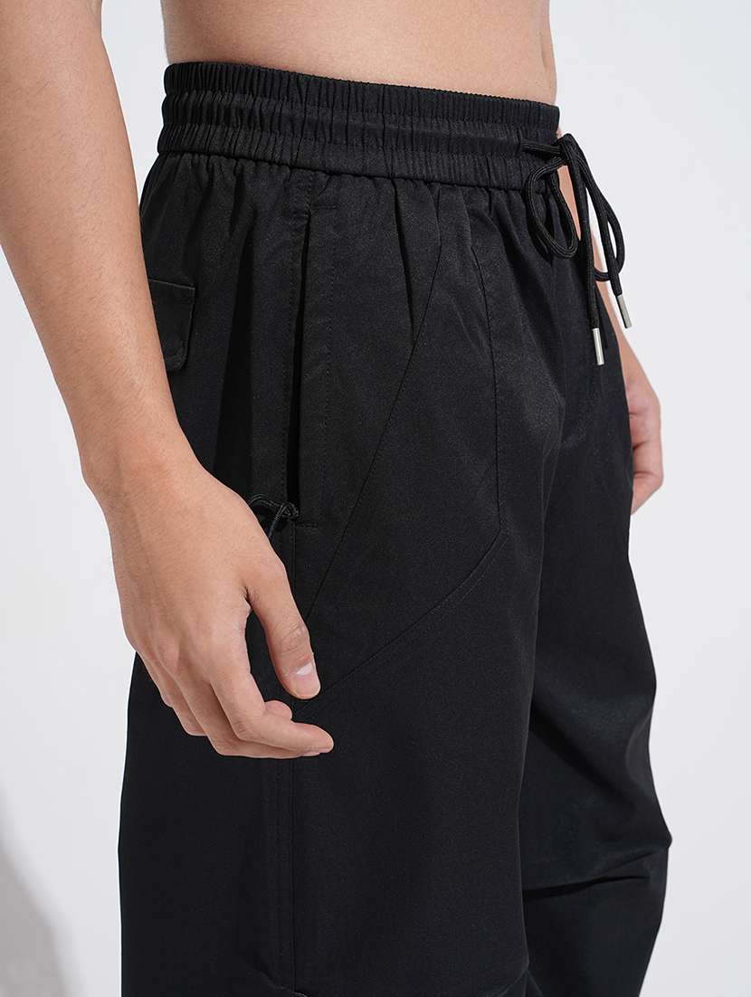 men black solid mid rise relaxed fit trouser - 22038066 - Standard Image - 4