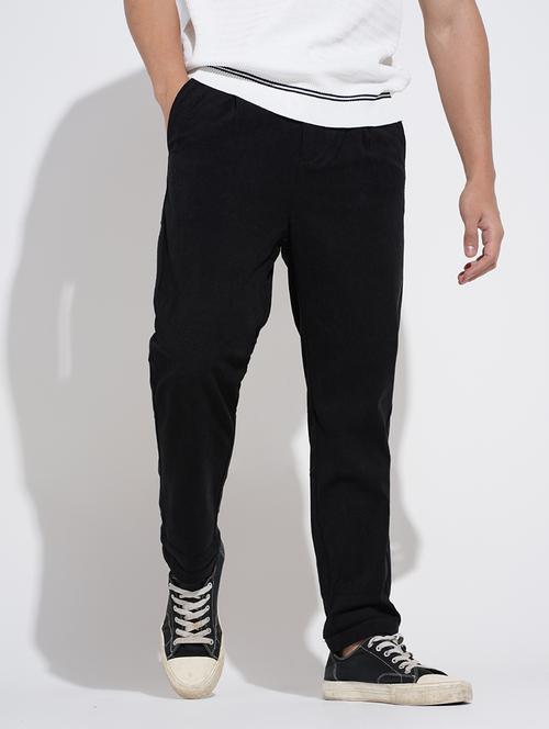 men black solid mid rise straight fit chinos - 22038068 - Standard Image - 0