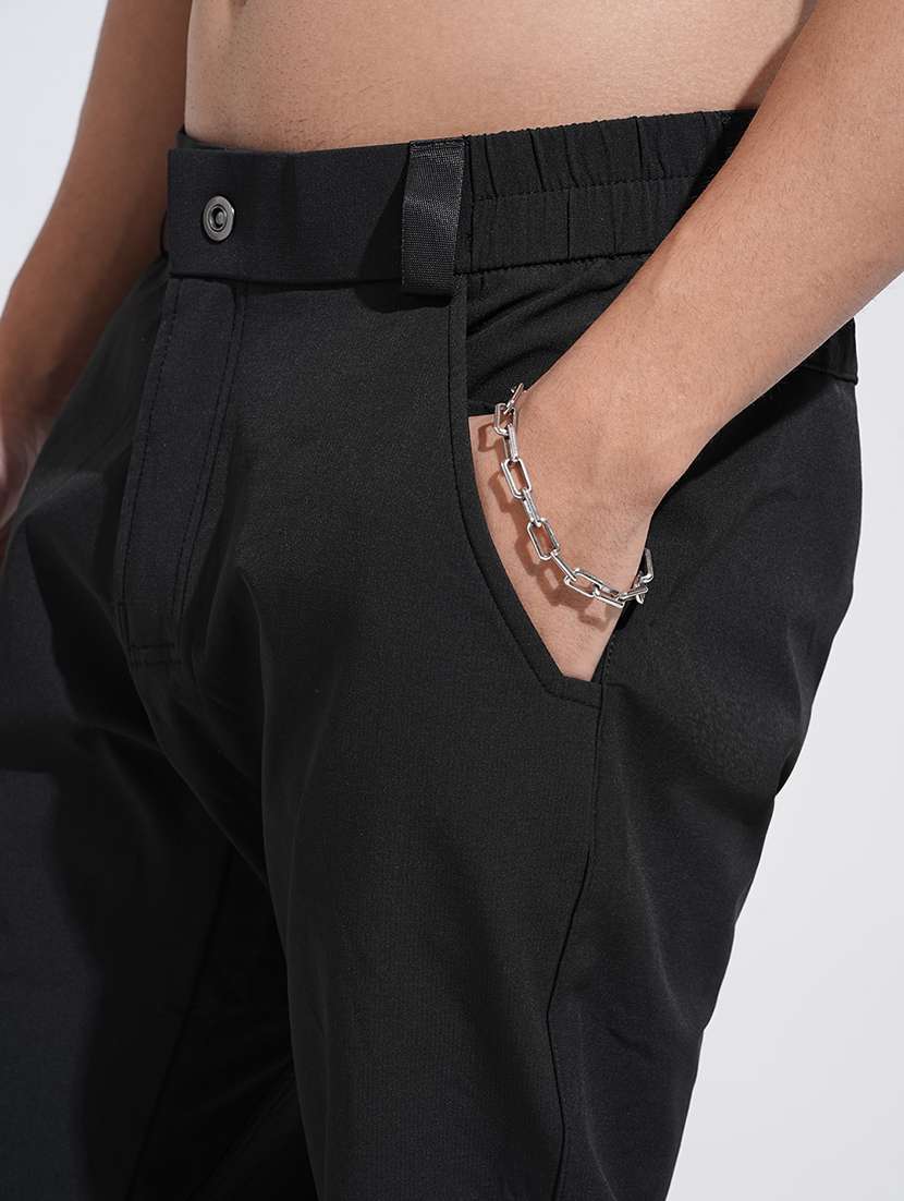 men black solid mid rise straight fit chinos - 22038070 - Standard Image - 6