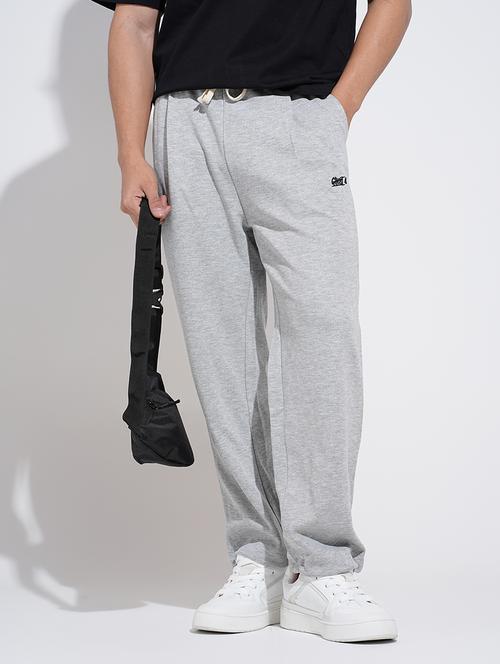 men grey solid mid rise relaxed fit track pant - 22038089 - Standard Image - 0