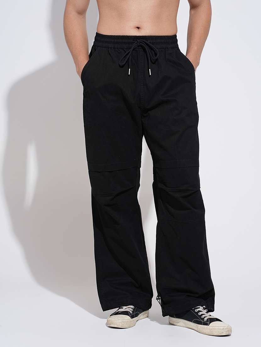 men solid low rise relaxed fit parachute pant - 22038092 -  Standard Image - 1
