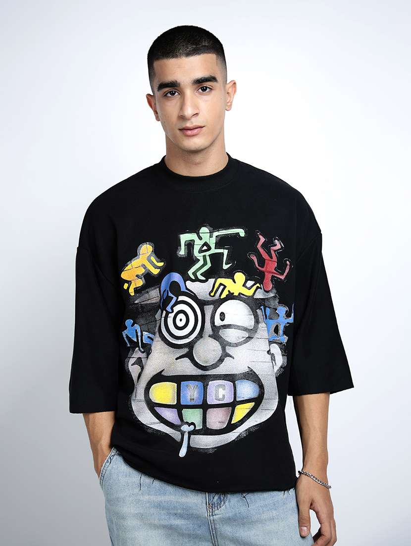 men printed short sleeve oversized t-shirt - 22038107 -  Standard Image - 1