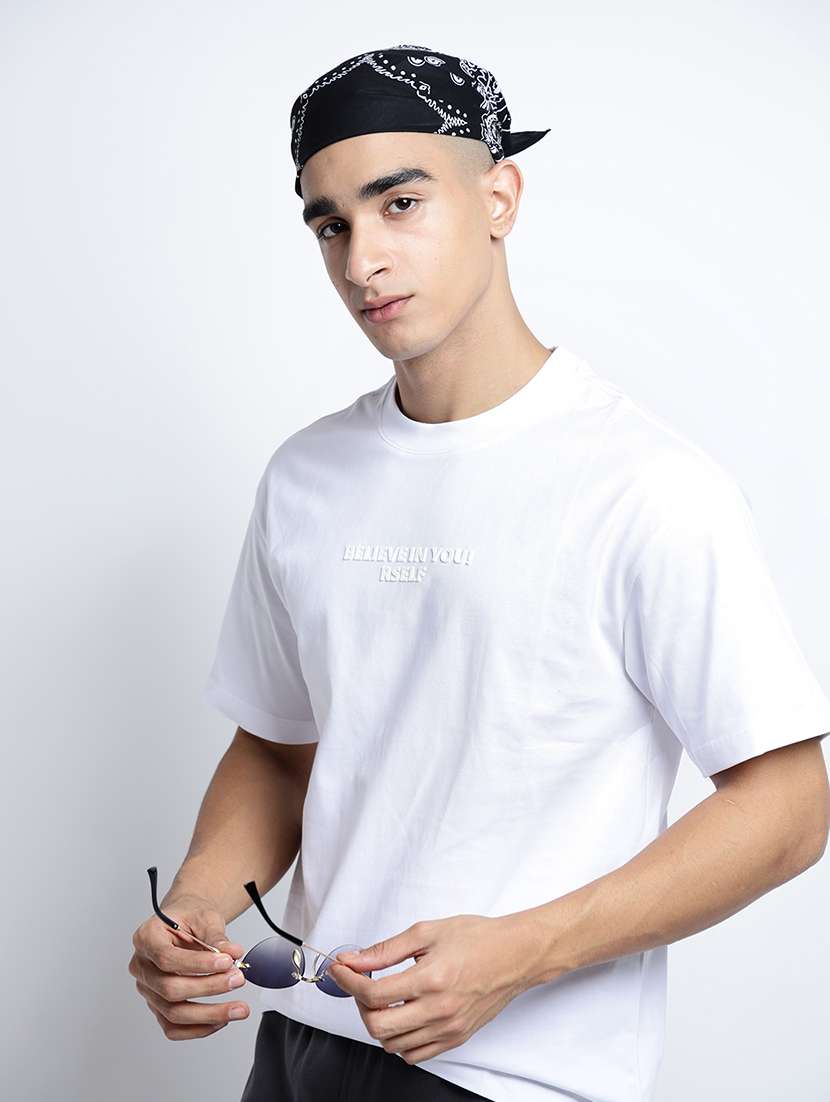 men solid short sleeve loose fit t-shirt