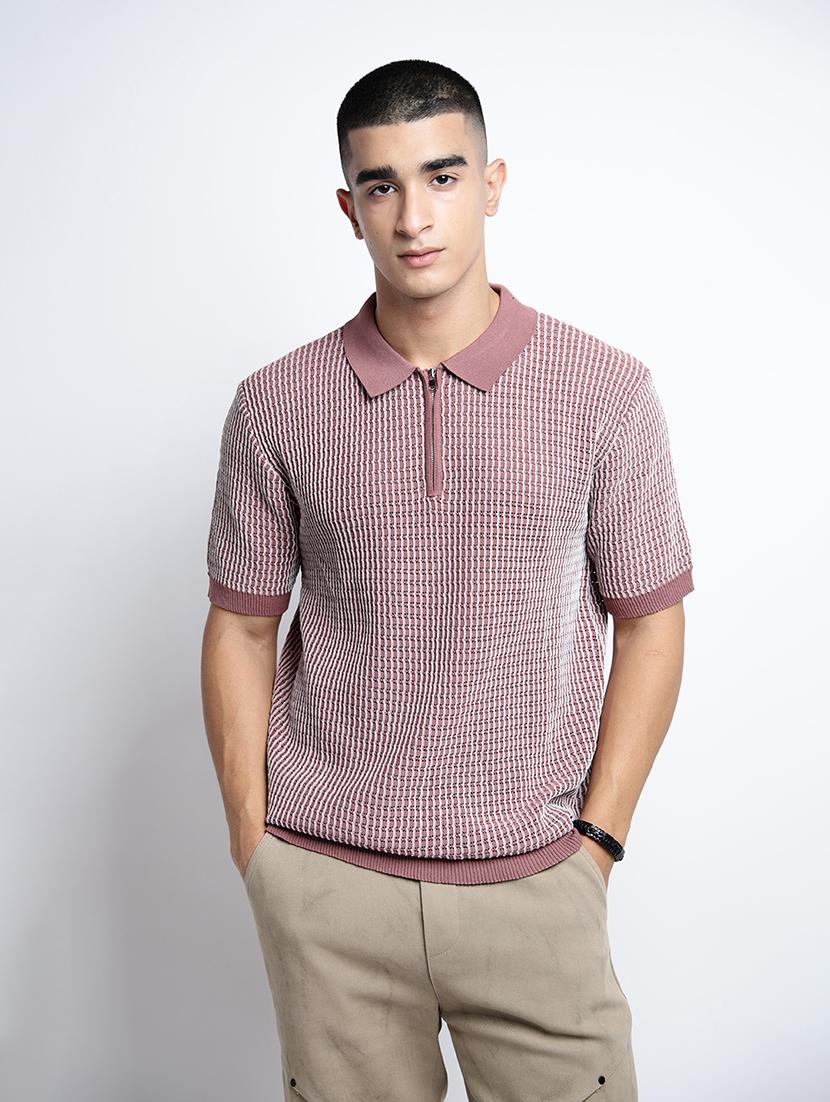 mauve cotton blend plain tshirt - 22038134 - Standard Image - 1