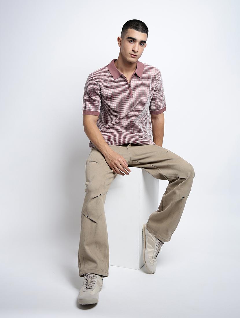 mauve cotton blend plain tshirt - 22038134 - Standard Image - 4