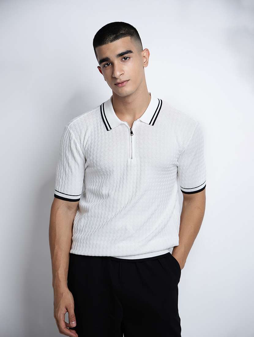 white cotton blend plain tshirt - 22038136 -  Standard Image - 1