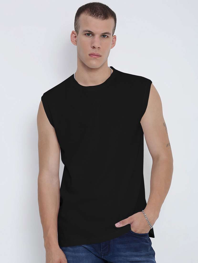 men solid sleeveless regular fit t-shirt - 22038153 -  Standard Image - 1