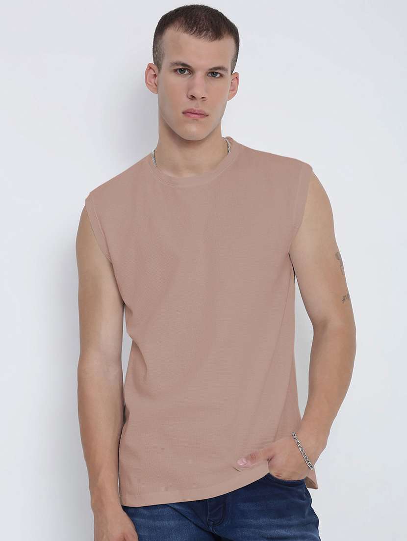 men solid sleeveless regular fit t-shirt - 22038159 -  Standard Image - 1
