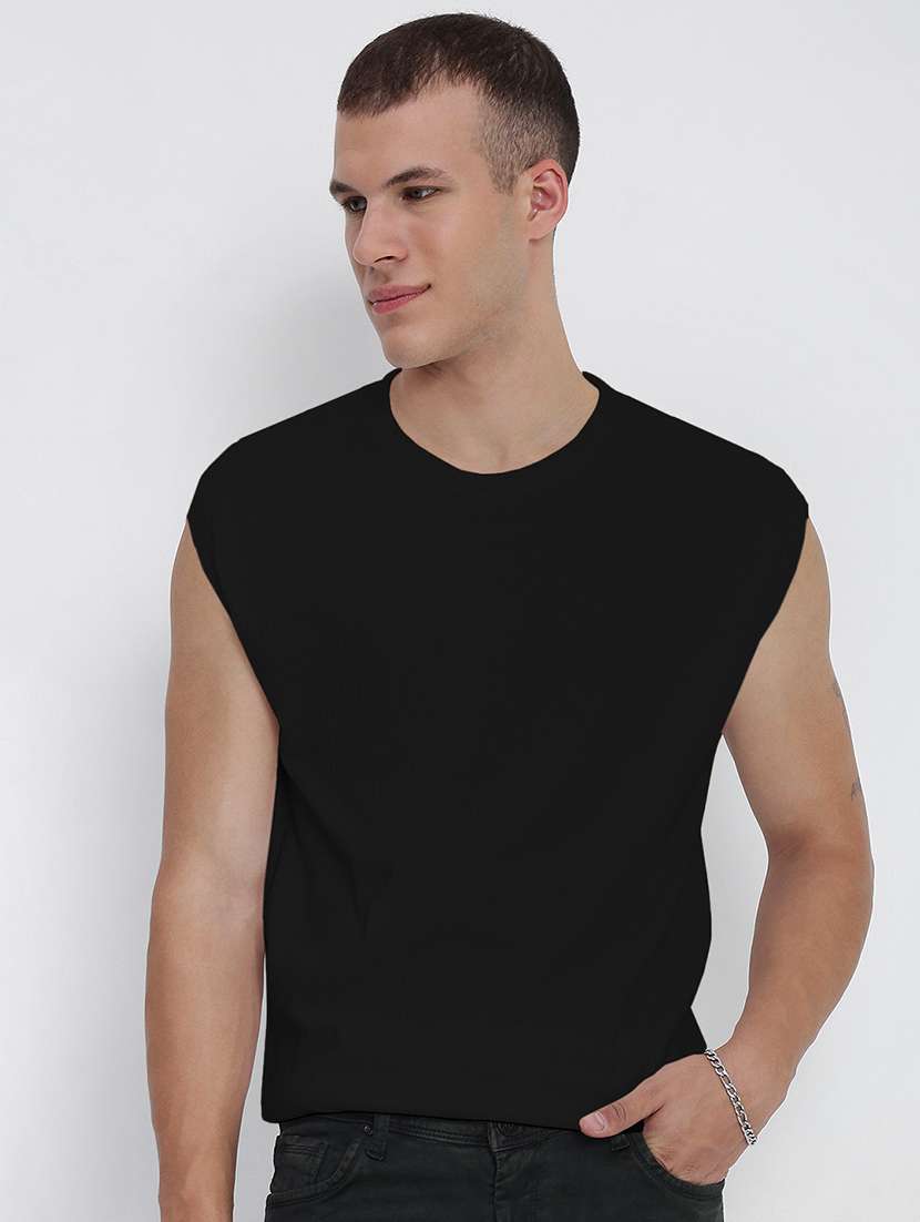men solid sleeveless regular fit t-shirt - 22038160 -  Standard Image - 1