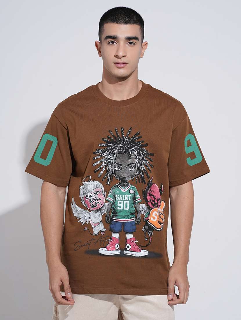 men printed short sleeve oversized t-shirt - 22038173 -  Standard Image - 1