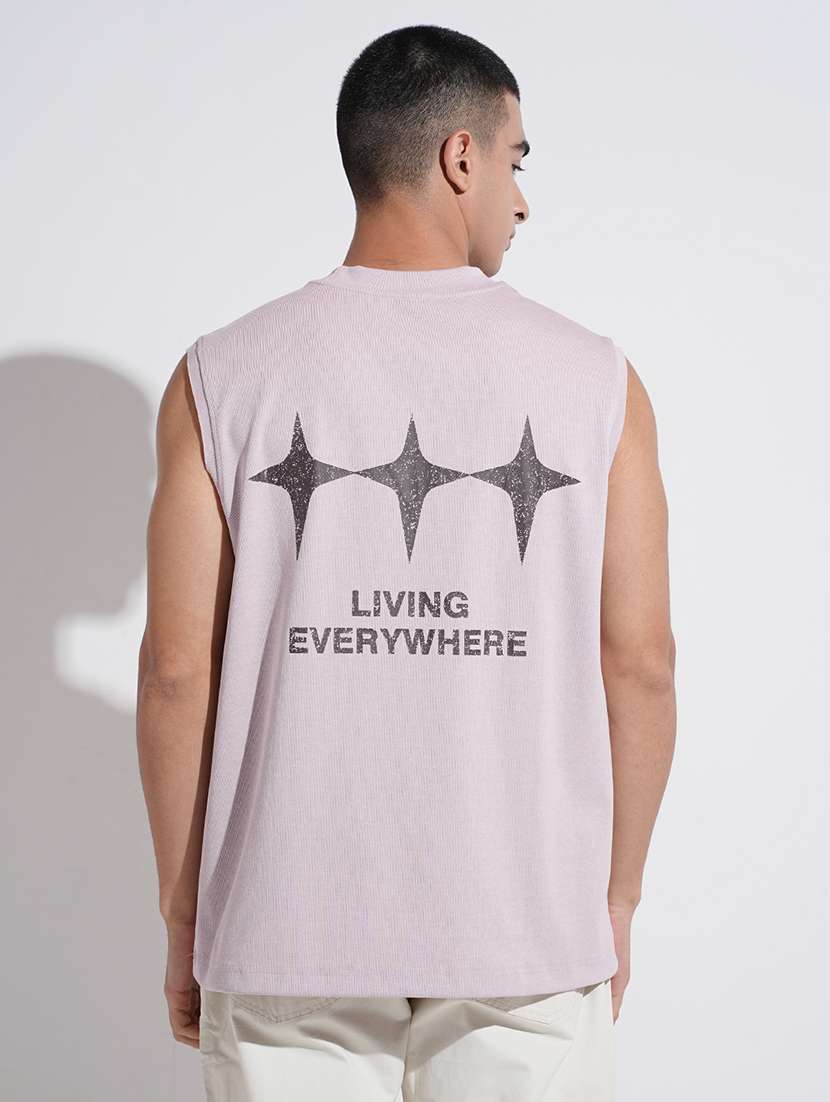 men printed sleeveless loose fit t-shirt - 22038195 - Standard Image - 4