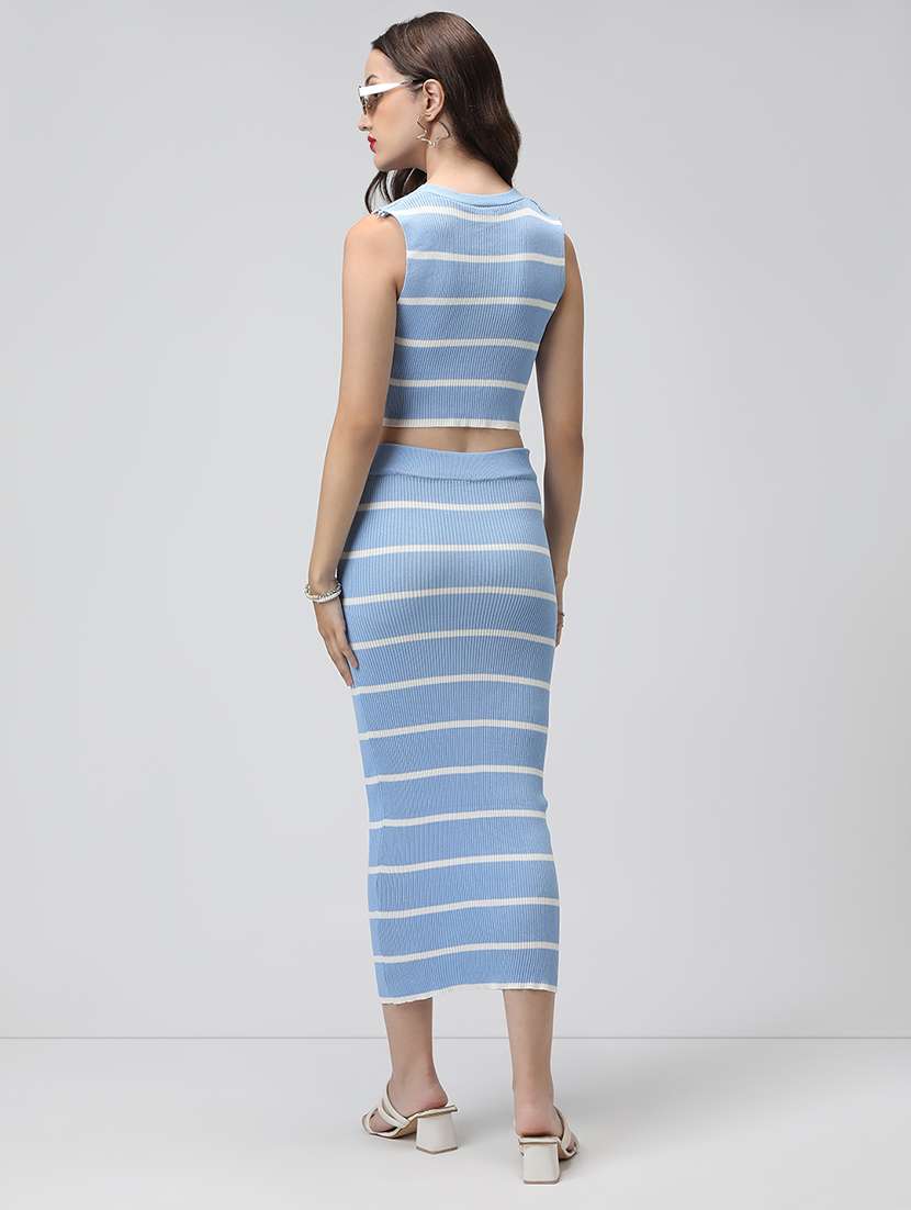 women striped top and skirt co-ord set - 22038230 - Standard Image - 4