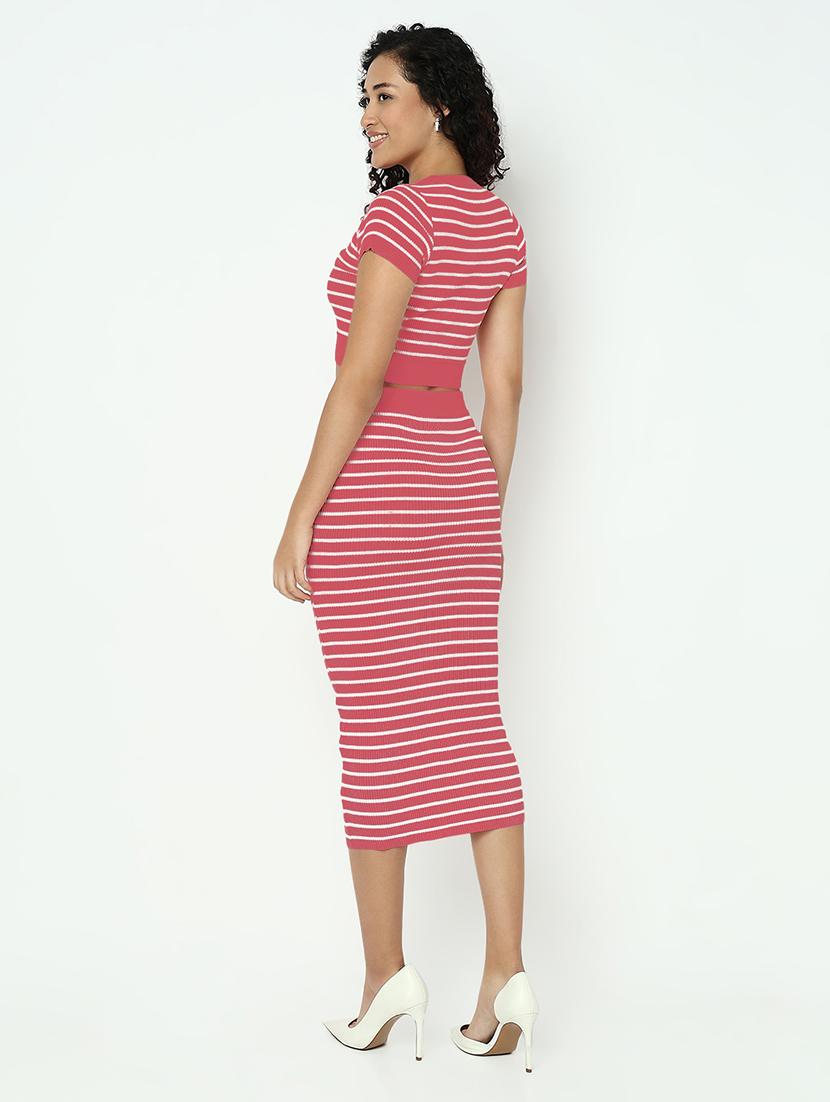women striped top and skirt co-ord set - 22038231 - Standard Image - 4