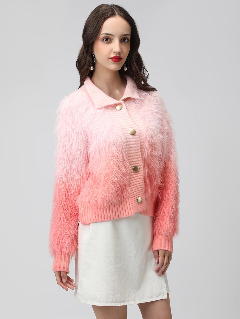 women stand collar long sleeve cardigan - 22038238 - Standard Image - 1