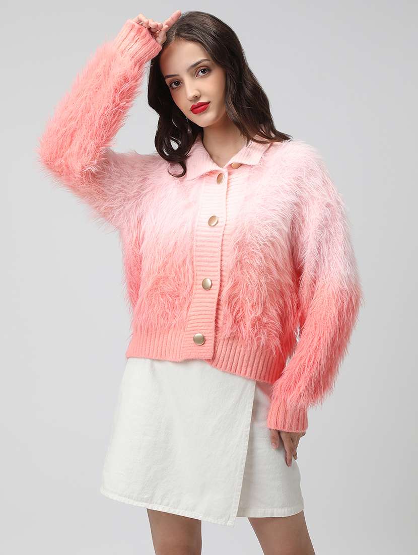 Women Stand Collar Long Sleeve Cardigan