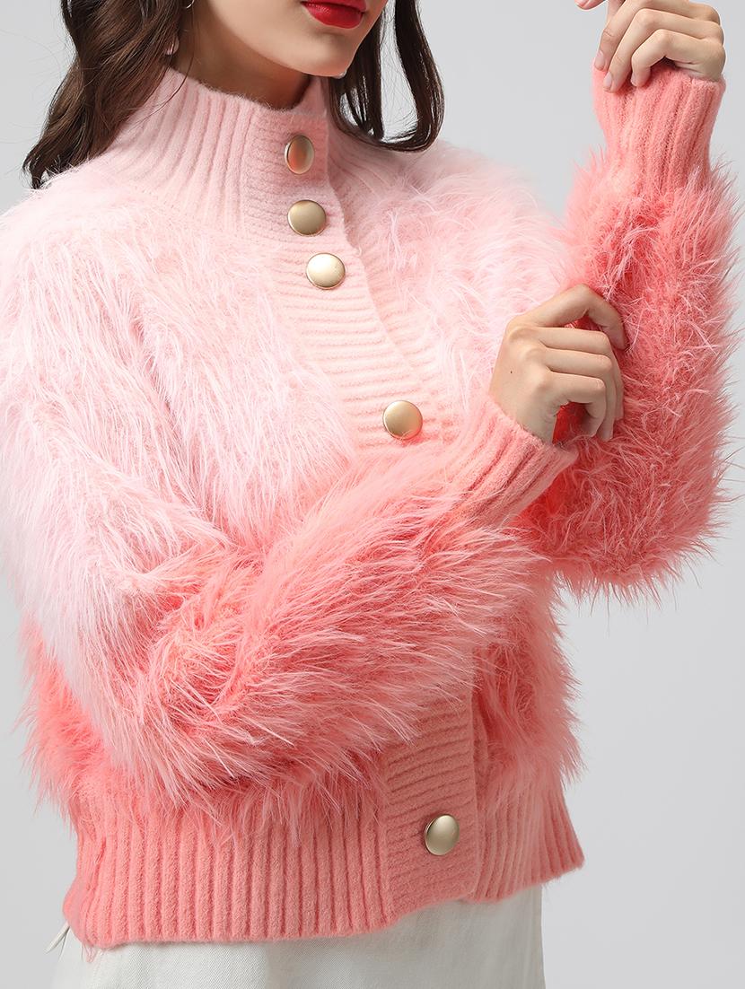 women stand collar long sleeve cardigan - 22038238 - Standard Image - 4