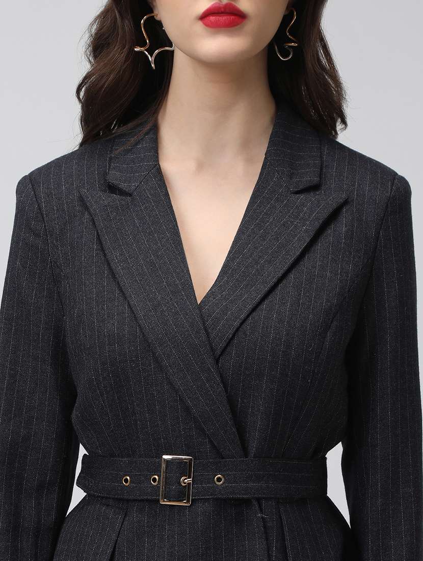 women striped long sleeve double breasted blazer - 22038239 - Standard Image - 4