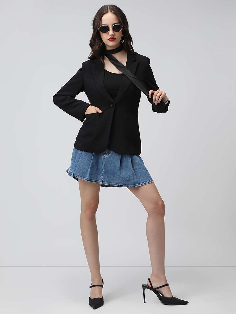 women solid long sleeve single breasted blazer - 22038241 -  Standard Image - 4