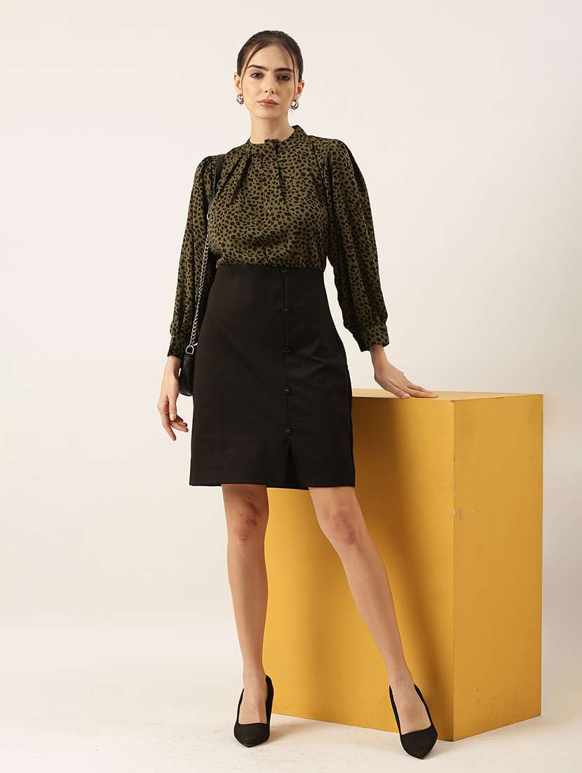 women animal print puff sleeve sheath dress - 22038247 -  Standard Image - 1