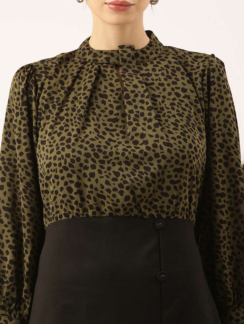women animal print puff sleeve sheath dress - 22038247 -  Standard Image - 6