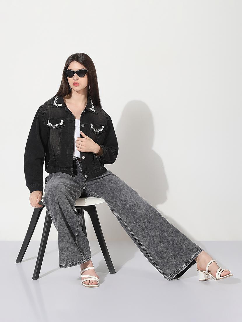 women embellished long sleeve denim jacket - 22038253 - Standard Image - 4