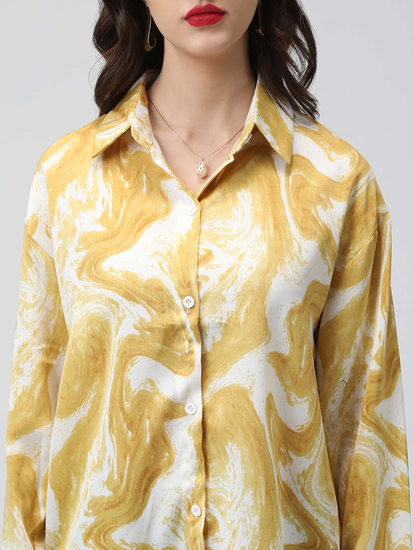 women printed collared long sleeve shirt - 22038256 -  Standard Image - 4