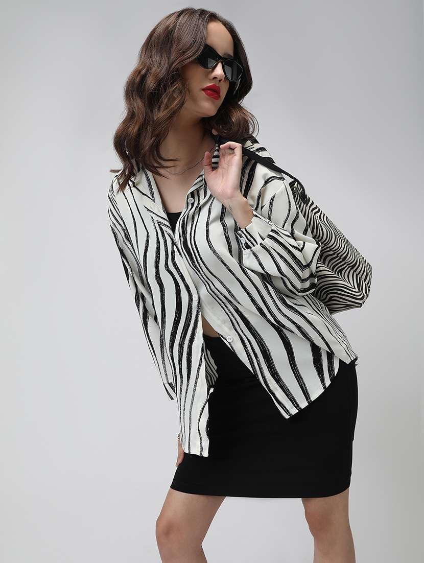 women animal print collared long sleeve shirt - 22038257 -  Standard Image - 1