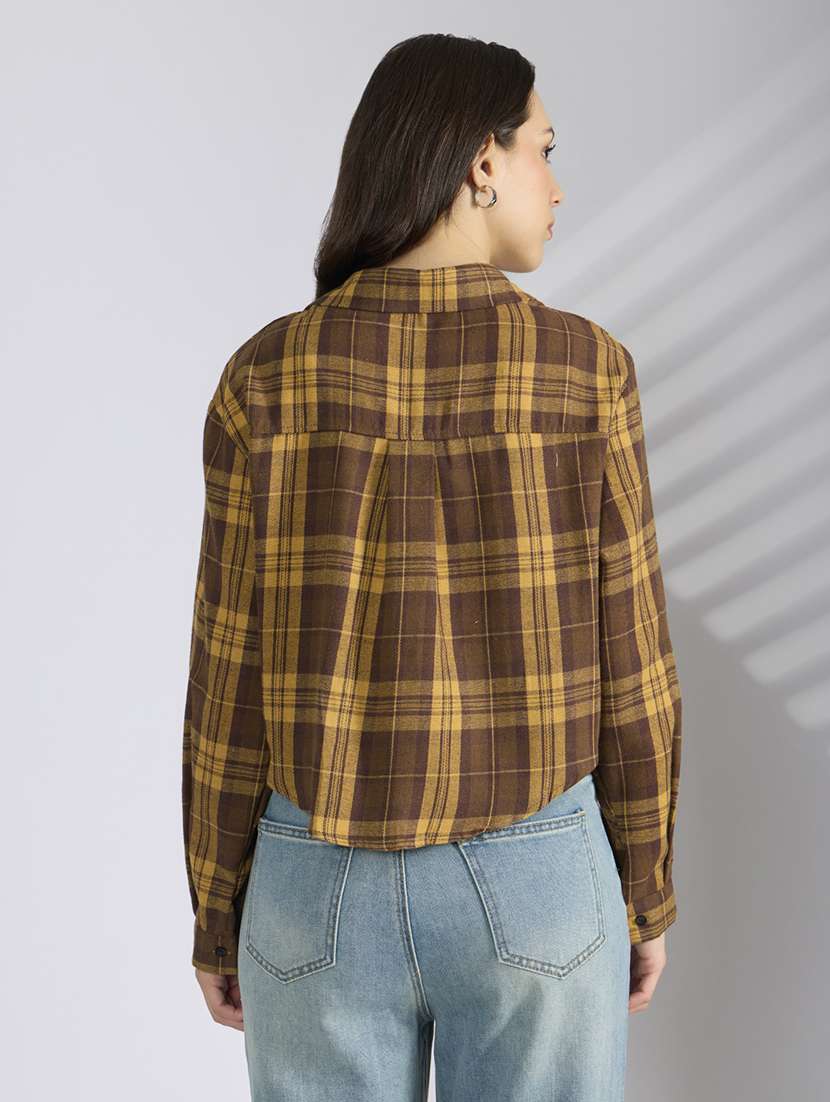 women checkered collared long sleeve shirt - 22038264 -  Standard Image - 4