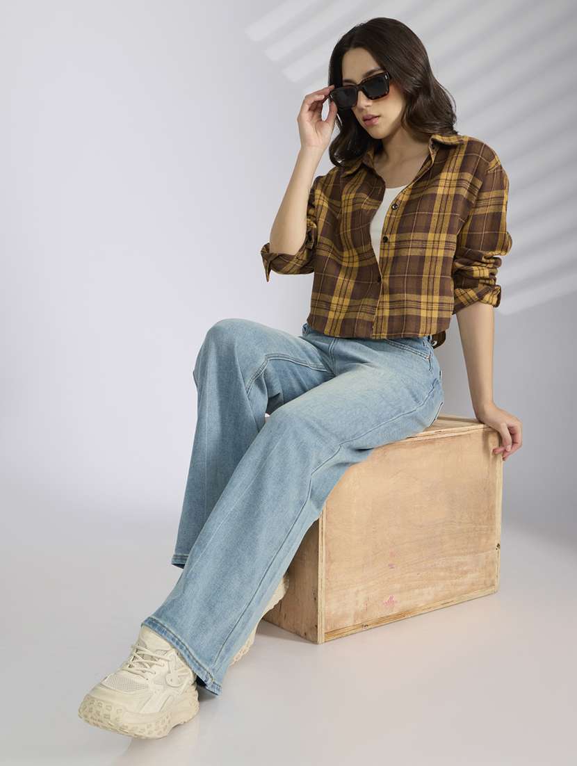 women checkered collared long sleeve shirt - 22038264 -  Standard Image - 6