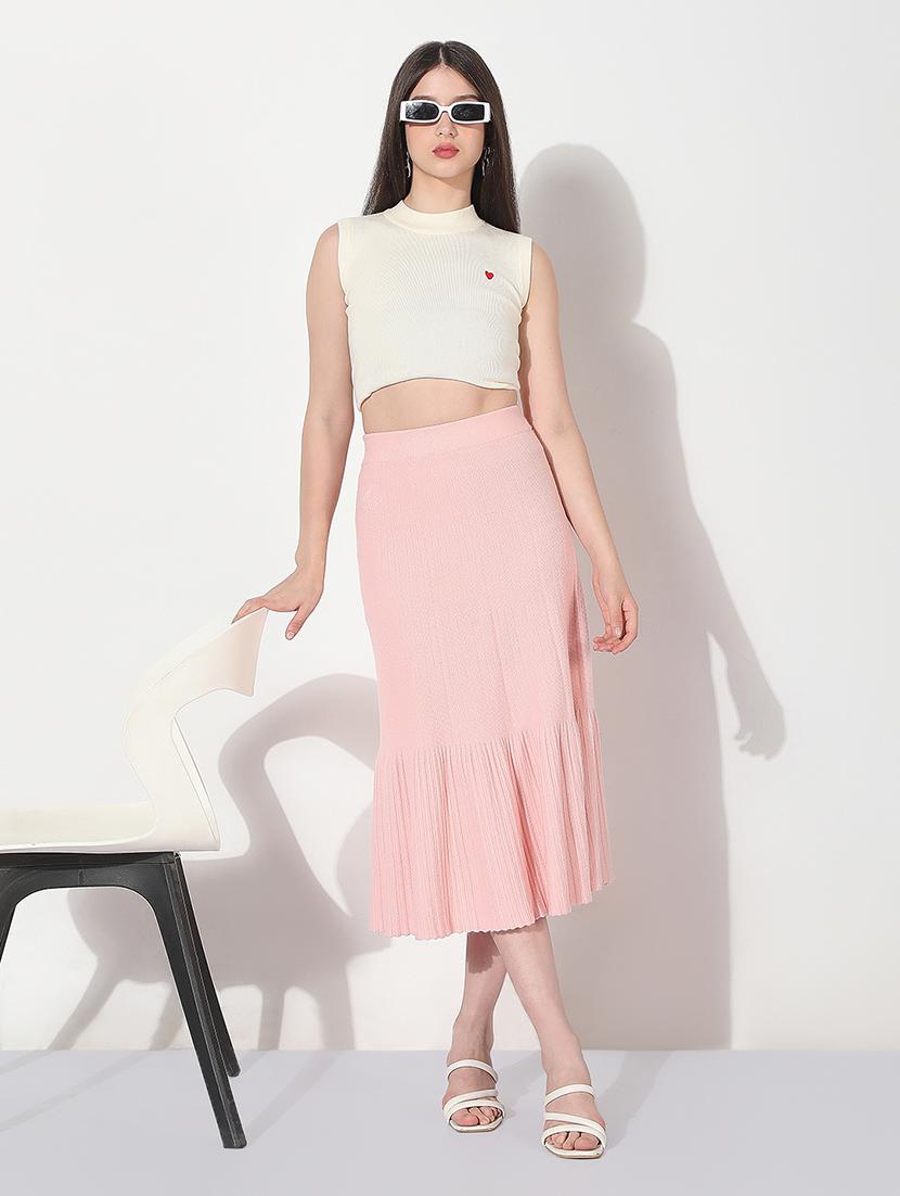 women solid high rise flared skirt - 22038267 - Standard Image - 4