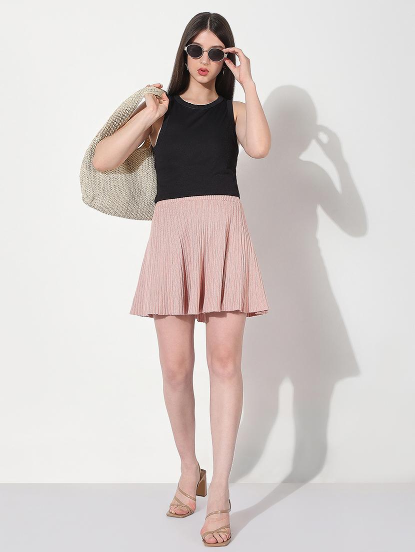 women solid high rise flared skirt - 22038268 - Standard Image - 1