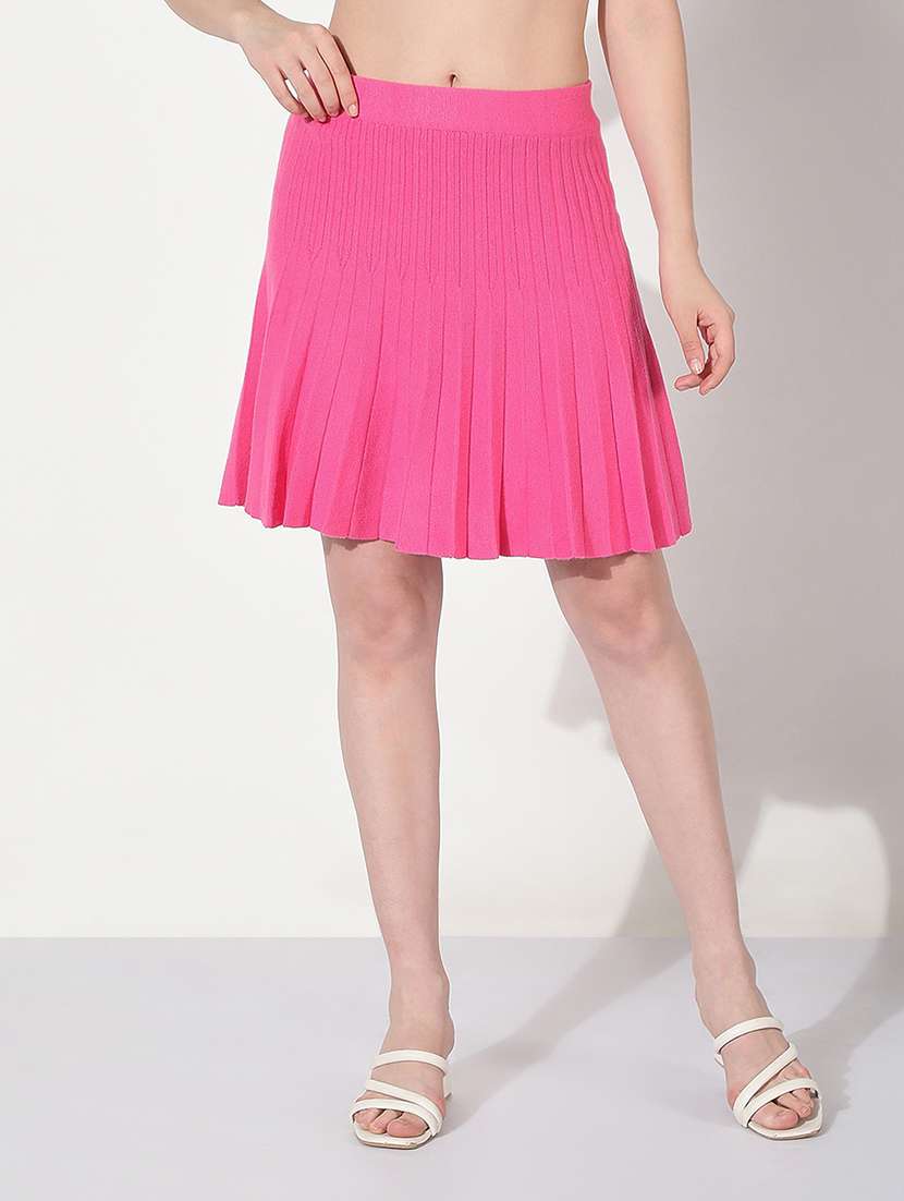 women solid high rise flared skirt - 22038270 - Standard Image - 4