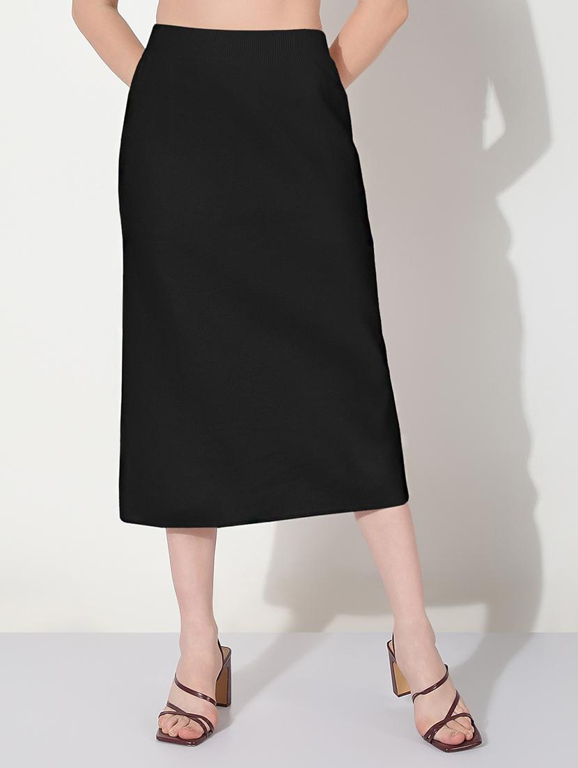 women solid high rise straight skirt - 22038274 - Standard Image - 1
