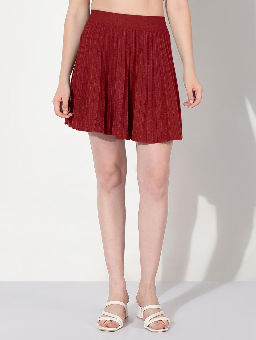 women maroon solid flared skirt - 22038280 - Standard Image - 1