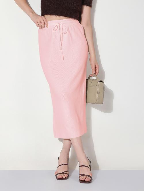 women pink solid straight skirt - 22038282 - Standard Image - 0