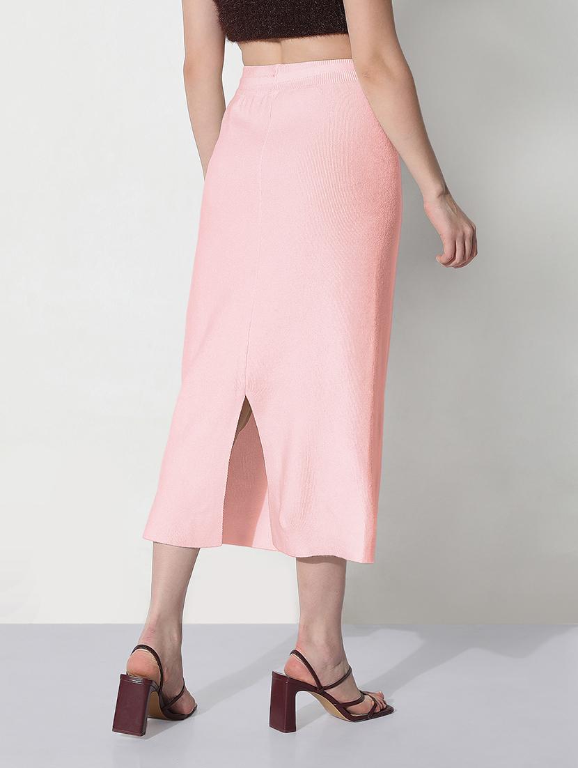 women pink solid straight skirt - 22038282 - Standard Image - 4