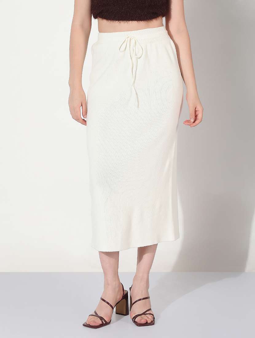women white solid straight skirt - 22038283 -  Standard Image - 1