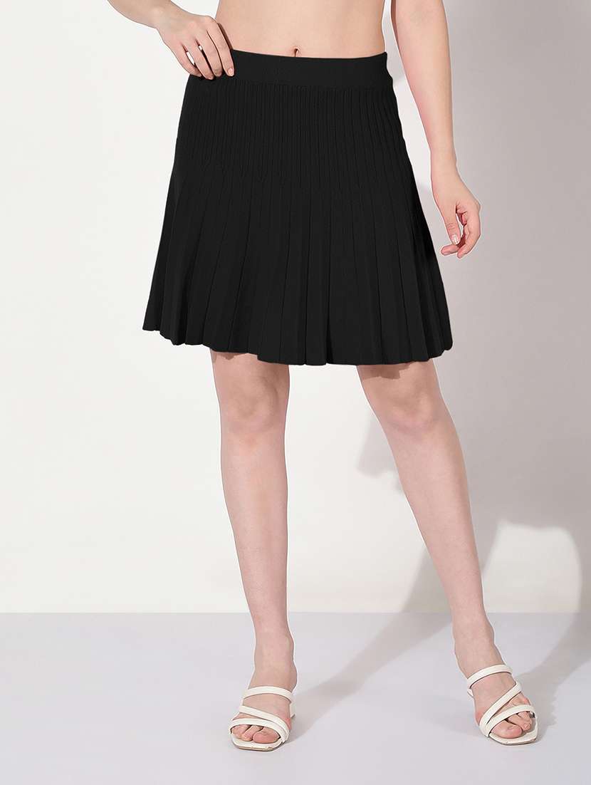 women solid high rise flared skirt - 22038286 -  Standard Image - 1