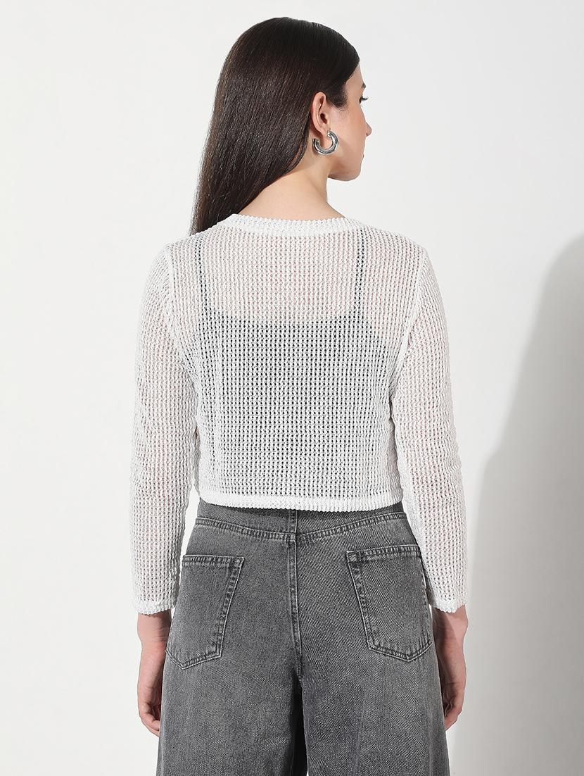 women printed long sleeve crop top with slip - 22038289 - Standard Image - 4