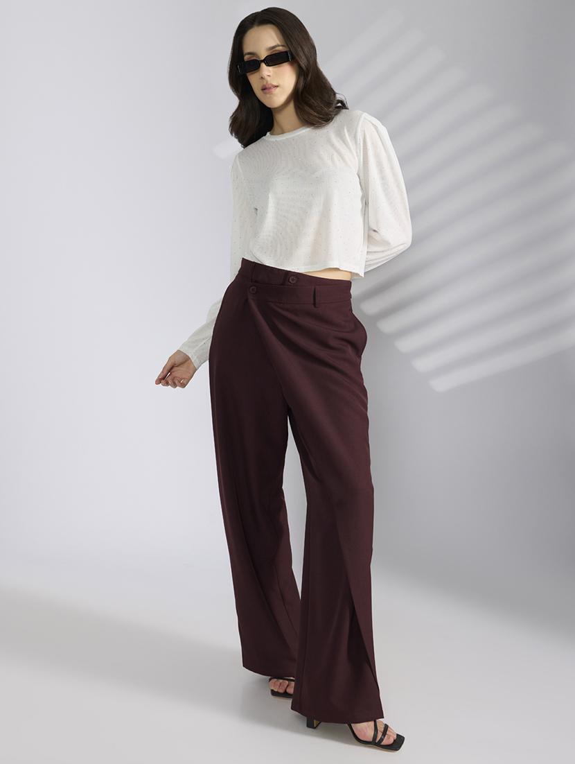women solid long sleeve crop top - 22038293 - Standard Image - 4