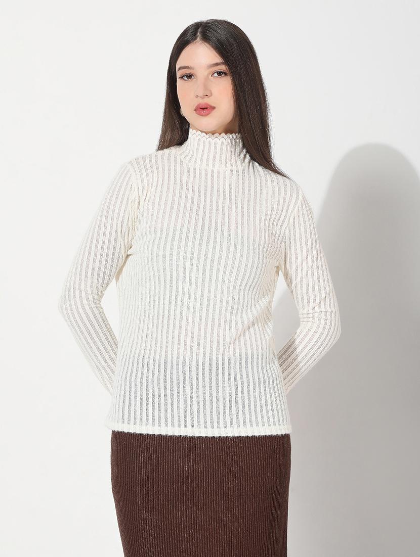 women white solid long sleeve pullover - 22038297 - Zoom Image - 0