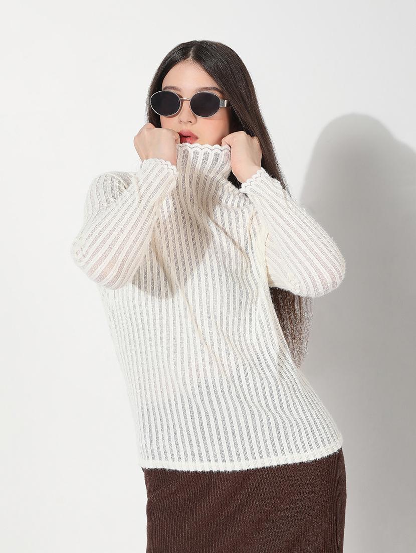 women white solid long sleeve pullover - 22038297 - Standard Image - 1