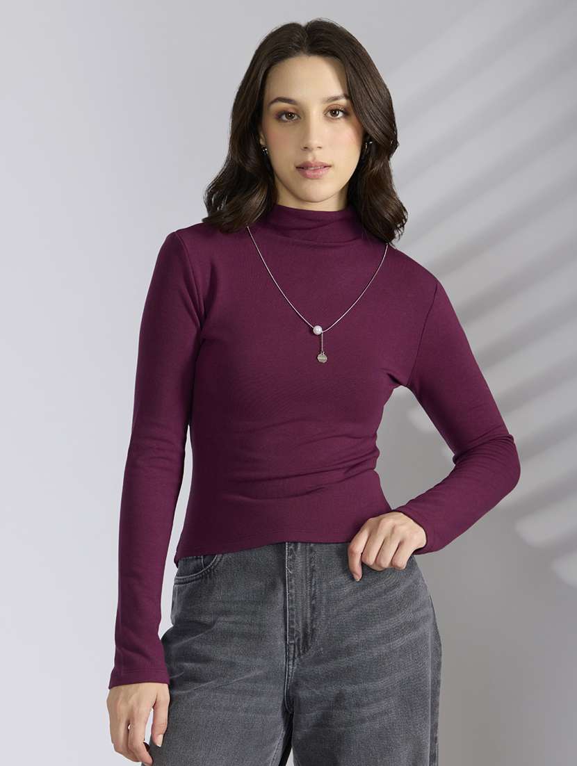 women solid long sleeve regular top - 22038304 - Standard Image - 1