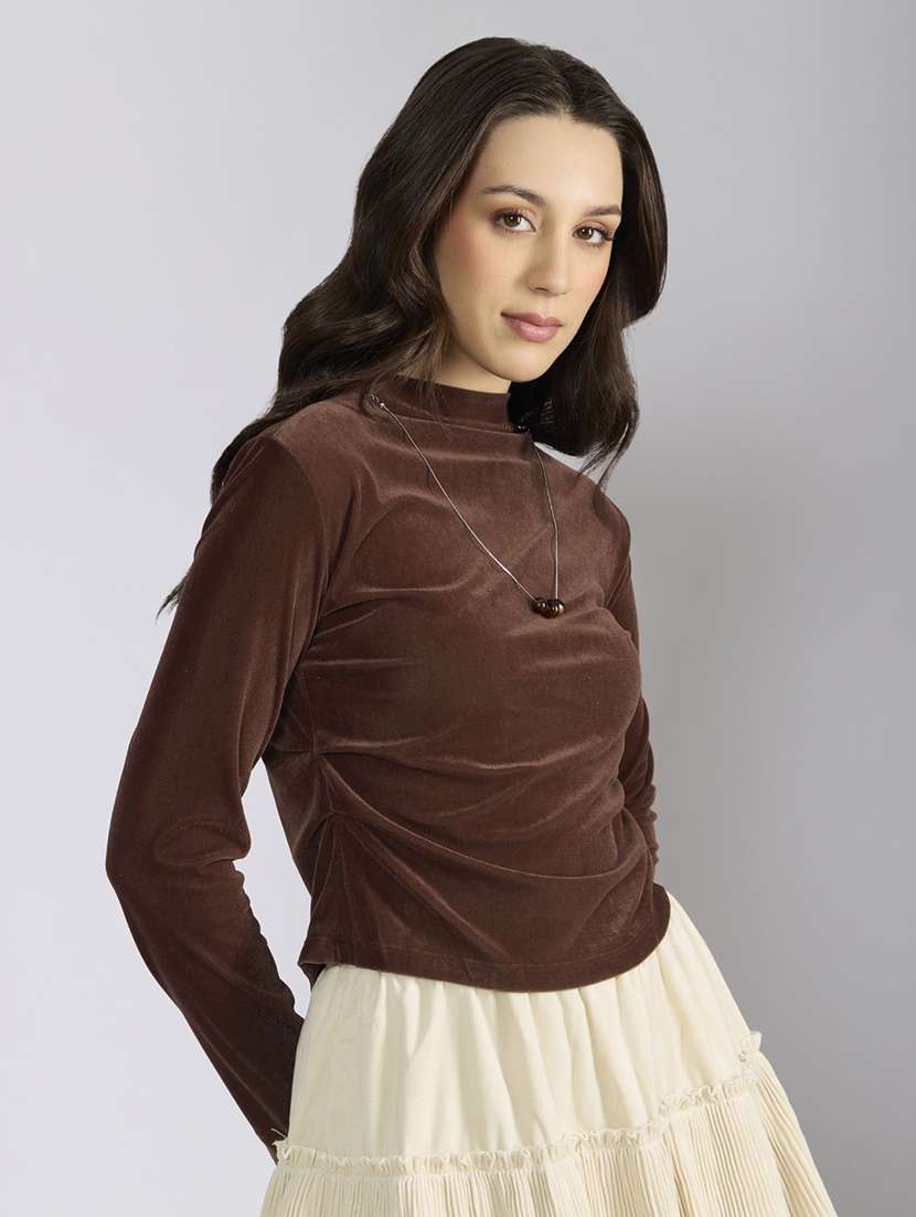 women solid long sleeve regular top - 22038305 -  Standard Image - 1