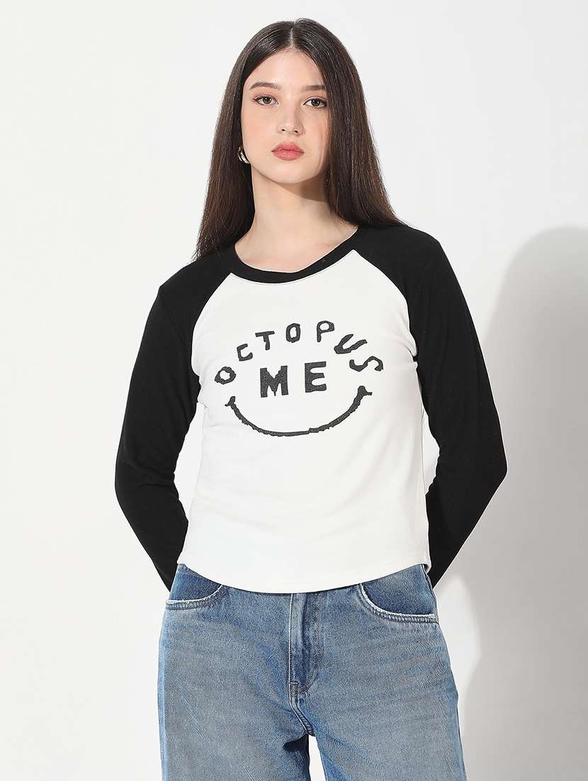 women color blocked long sleeve top - 22038310 -  Standard Image - 1