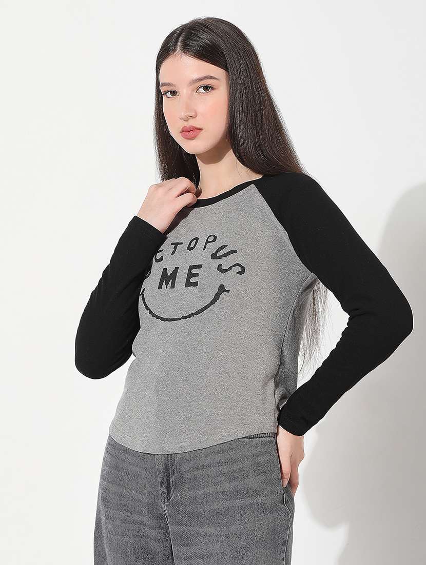 women color blocked long sleeve top - 22038311 - Standard Image - 1